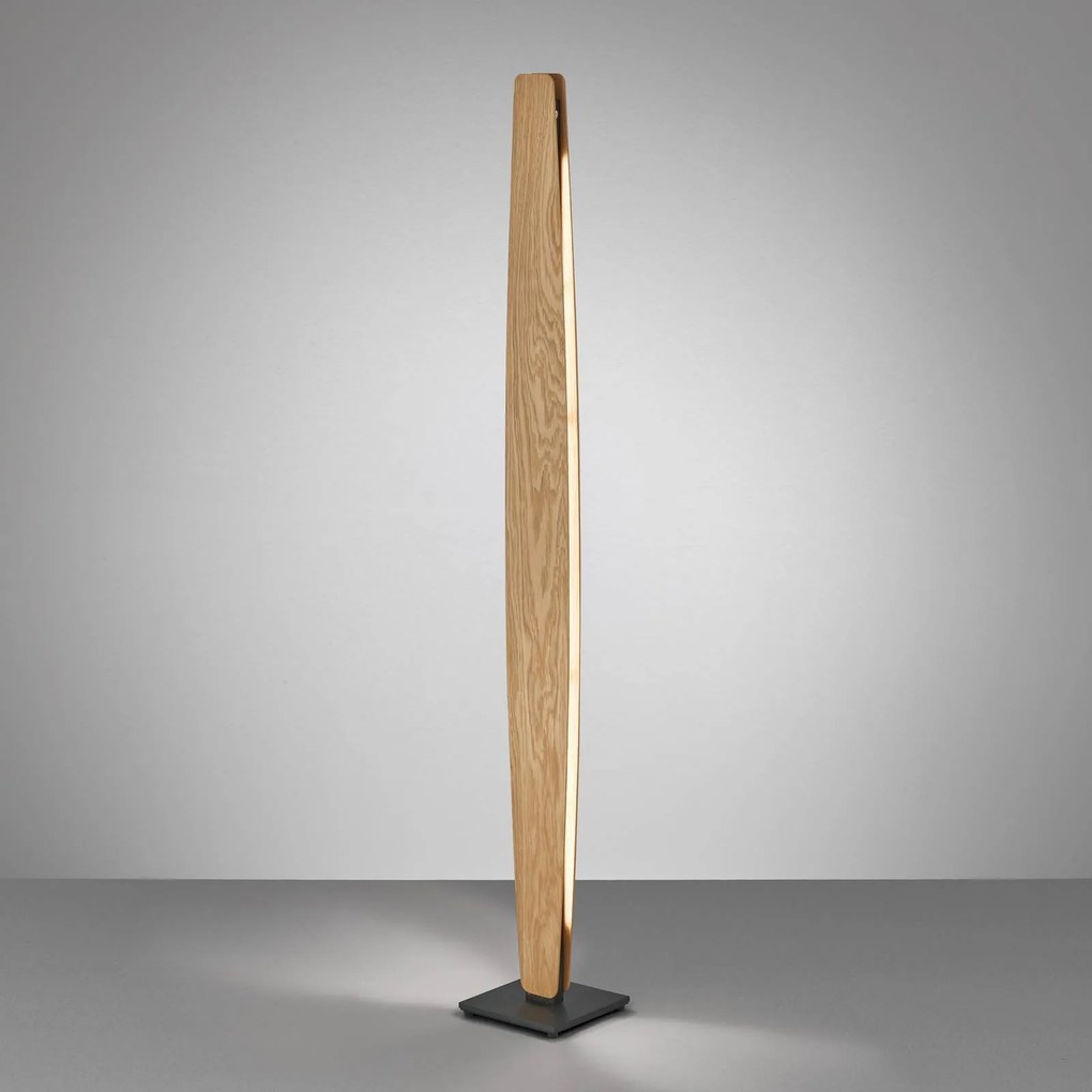 Quitani Piantana LED Persida, altezza 150 cm, rovere, 2.700 K