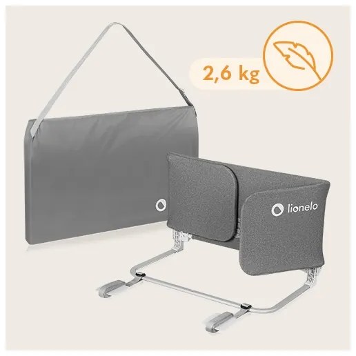 Lionelo - Barriera di sicurezza per letti LORA XL grigio scuro