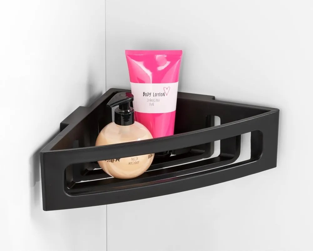 Mensola angolare nera autoportante in plastica per il bagno Bralia - Wenko