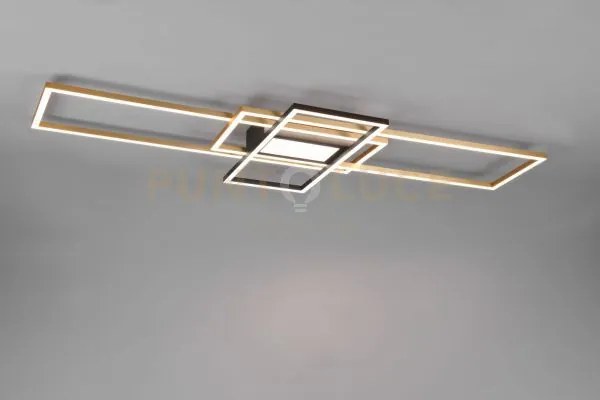 Plafoniera irvine led 3 rettangoli ottone e nero 620010408