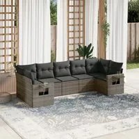 Set Divani da Giardino 7 pz con Cuscini Grigio in Polyrattan 3252927