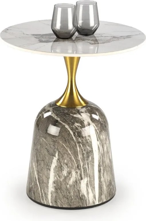 Tavolino da caffè Rosa effetto marmo bianco/grigio/oro - ø50/h59 cm