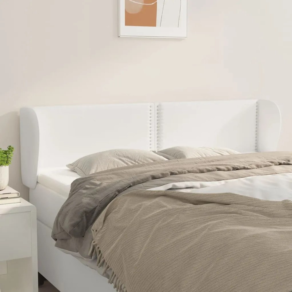 Testiera Ad Orecchio Bianca 147x23x78/88 Cm İn Similpelle /
