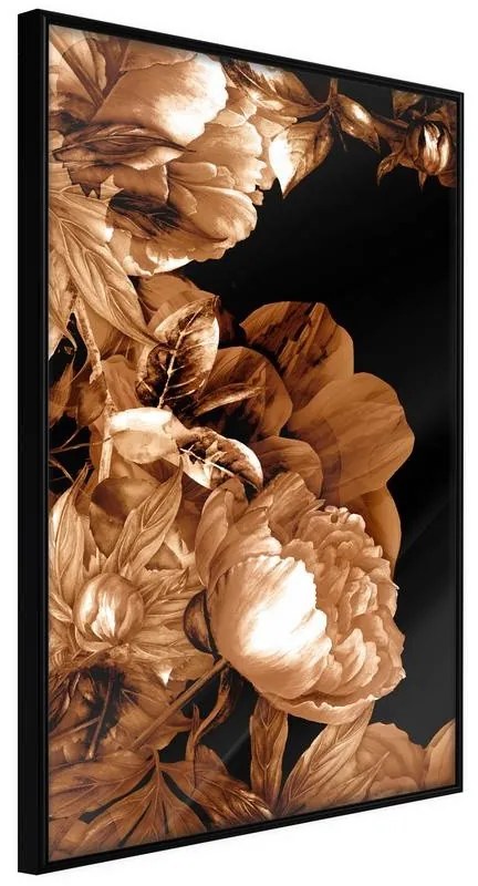 Poster  Summer Flowers in Sepia  Cornice Quadri Cornice nera, Larghezza x Altezza Home decor 20x30