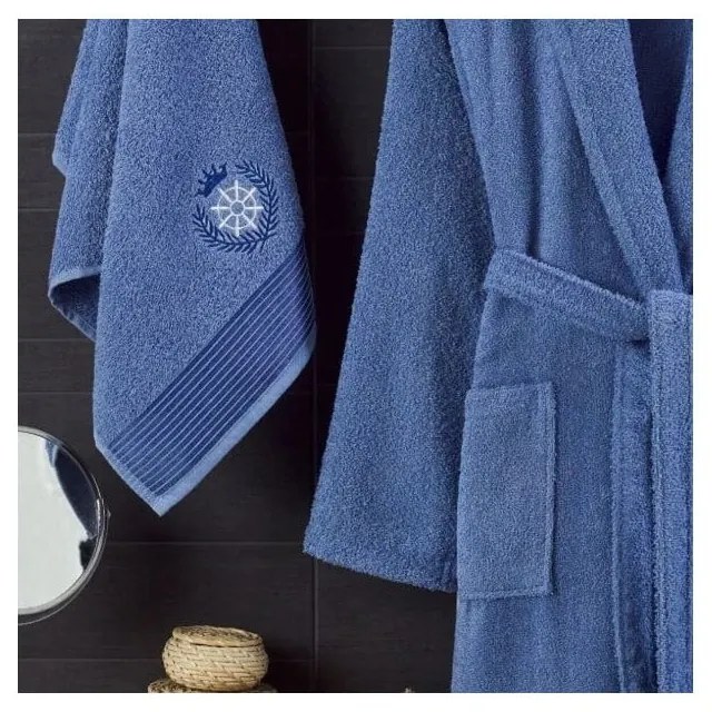 Set con accappatoio e asciugamano blu in cotone S e M – Mila Home