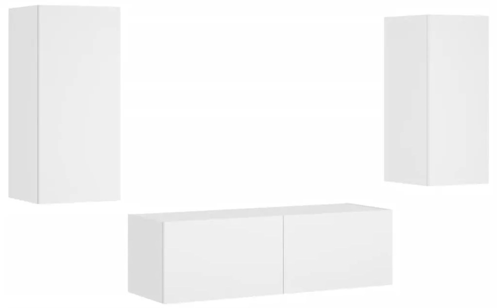 Mobili tv a muro 3pz con luci led bianchi