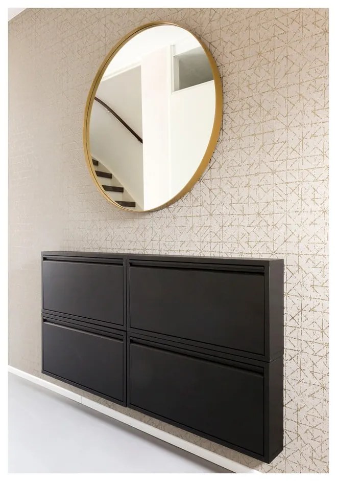 Scarpiera nera in metallo con ante ribaltabili 75x37,5x12,5 cm Billy – Spinder Design