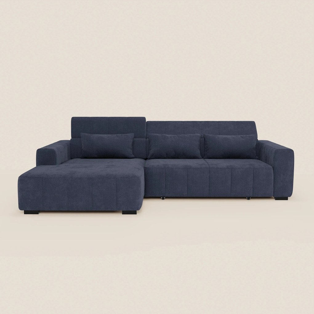 Doric Divano angolare con penisola e sedute allungabili con relax elettrico - poggiatesta reclinabili in tessuto smacchiabile T23