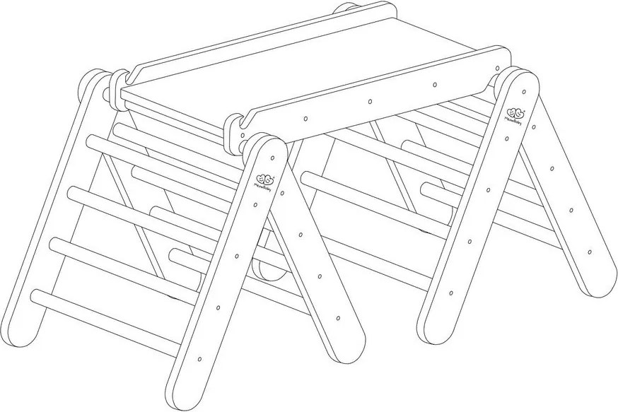Pikler triangolo montessori grigio/di colore naturale in pino massiccio 265x61x60 cm Montessori – Meowbaby