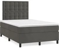 Letto a Molle Materasso e LED Grigio Scuro 120x190cm in Vellutocod mxl 92063