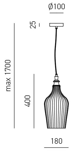 Sospensione Contemporanea Cleofe Metallo Ottone Vetro Ambra 1 Luce E27 D.18Cm