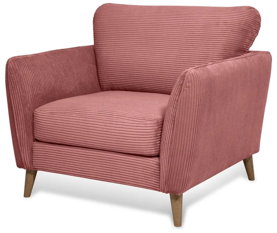 Poltrona in velluto a coste rosa Paris - Scandic