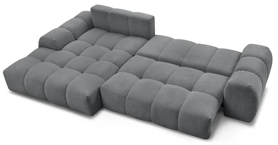 Divano angolare grigio scuro allungabile e con contenitore (penisola a sinistra/chaise lounge) con rivestimento in ciniglia Everest – Bobochic Paris