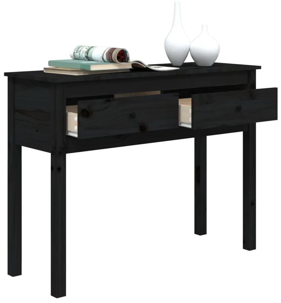 Tavolo consolle nero 100x35x75 cm in legno massello di pino