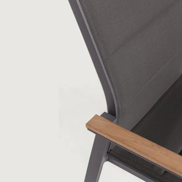 Sedie Da Esterno In Alluminio Con Braccioli In Legno E Seduta In Textilene Bizzotto Kubik Antracite