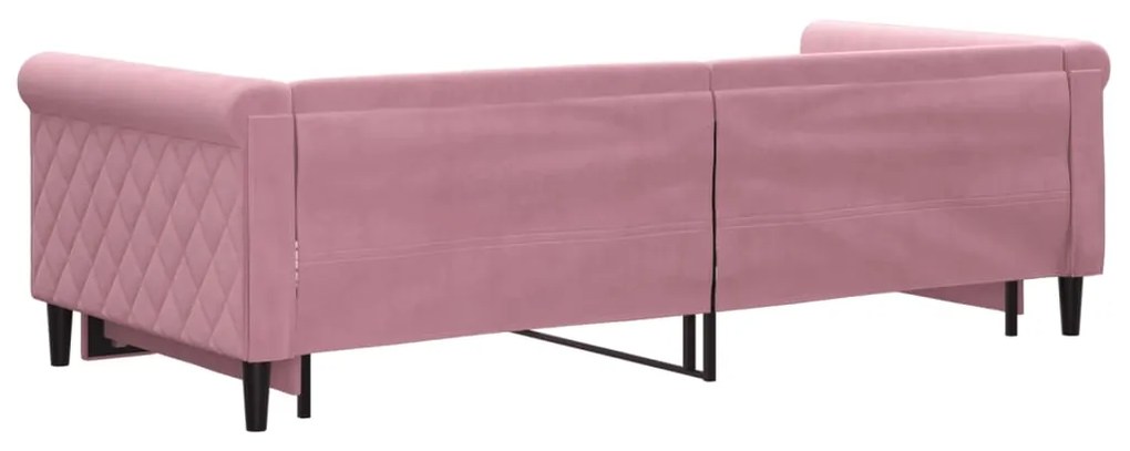 Divano letto con letto estraibile rosa 90x200 cm in velluto