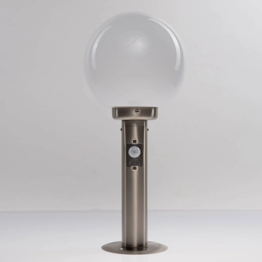 Lampioncino da terra Vedran di Lindby, 45 cm, acciaio inossidabile, vetro,