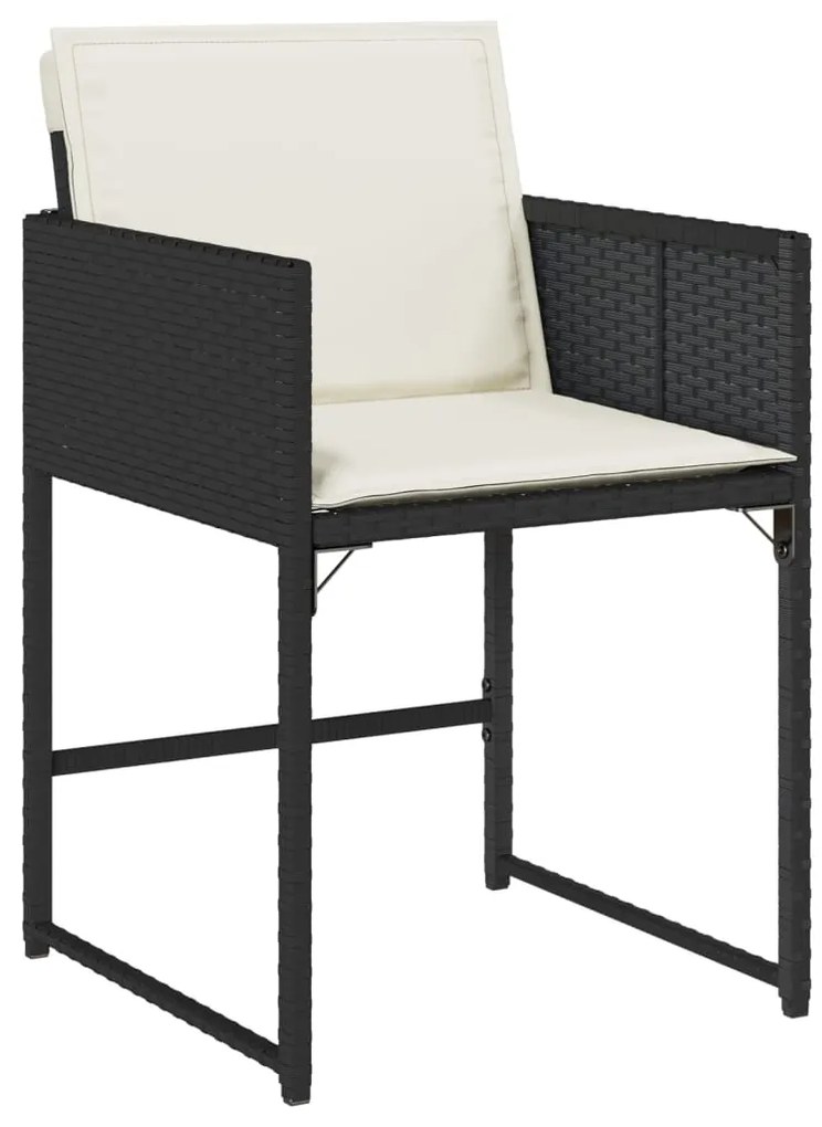 Set da pranzo da giardino 9 pz con cuscini nero in polyrattan