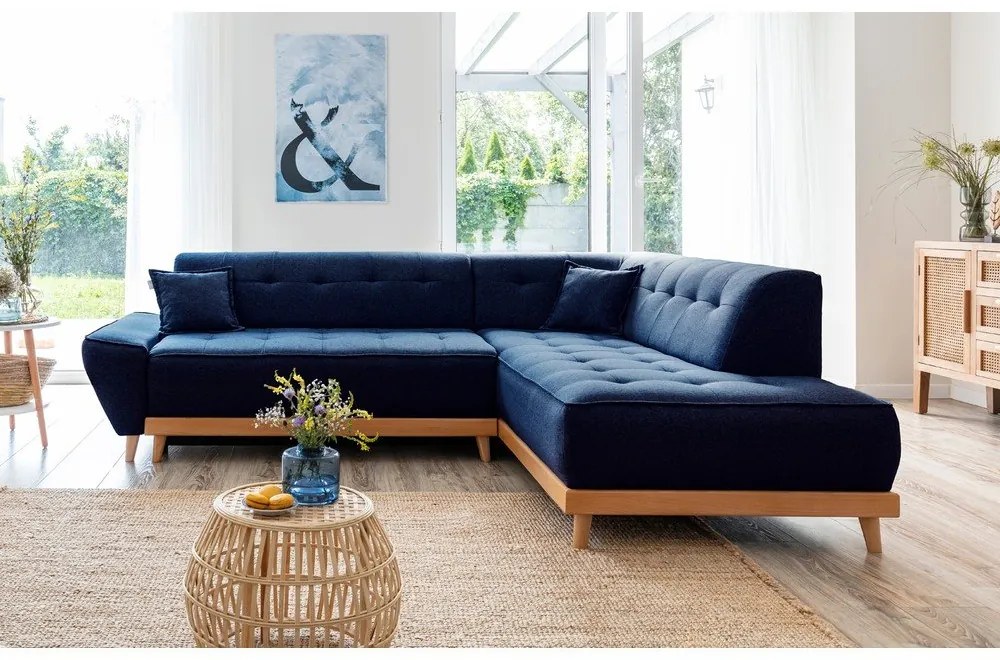 Divano letto angolare blu navy L, angolo destro Dazzling Daisy - Miuform