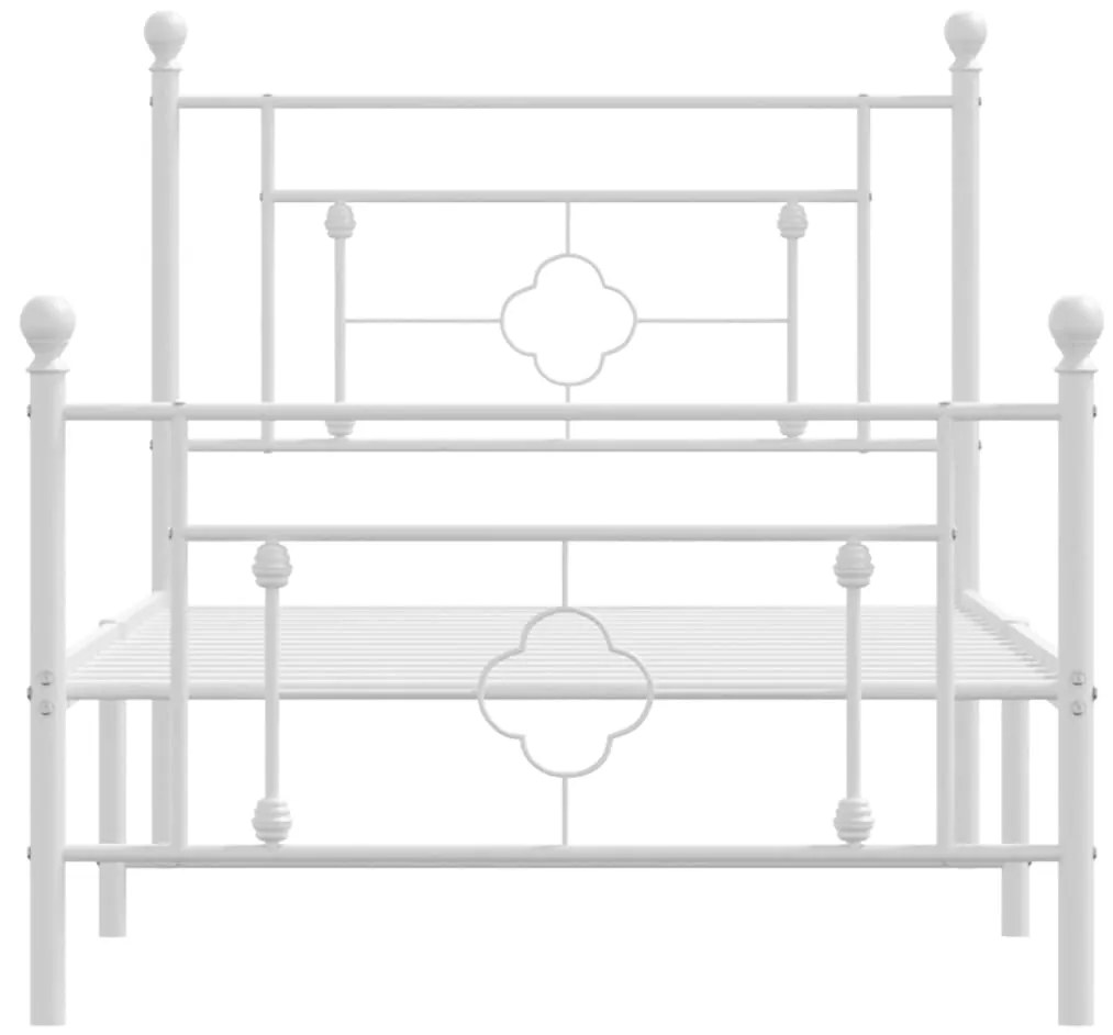 Giroletto con Testiera e Pediera Metallo Bianco 90x200 cm