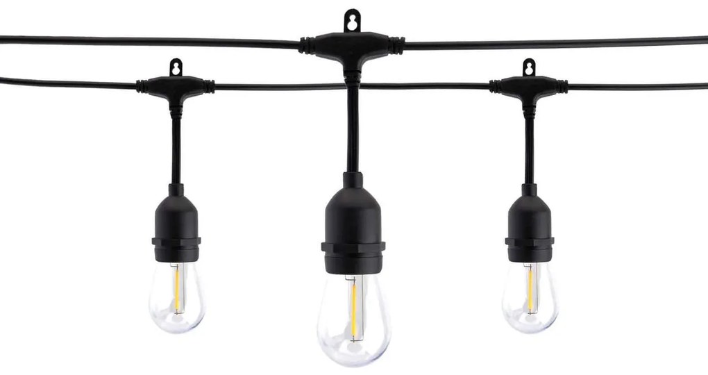 Catenaria SOLARE 15 Lampadine LED 1W Bianco Caldo - 15m Colore Bianco Caldo 2.700K