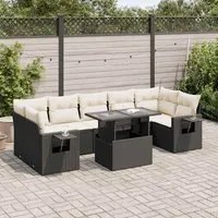 Set Divani da Giardino con Cuscini 8 pz Nero in Polyrattan 3326437