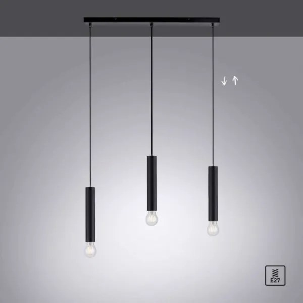 Leuchten Direkt 15618-18 - Lampadario a sospensione con filo BRUNA 3xE27/60W/230V nero