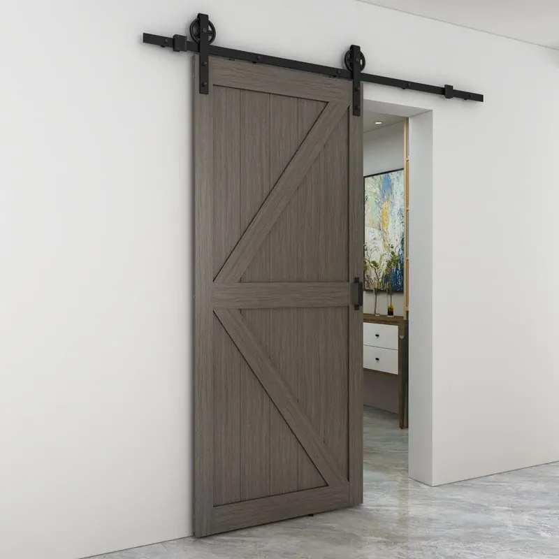 Porta scorrevole reversibile Kentucky in legno marrone, L 96 x H 215 cm, con binario Rodeo