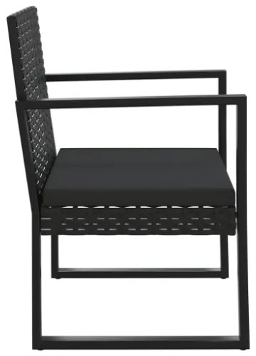 Set Divani da Giardino 4 pz con Cuscini Nero in Polyrattan