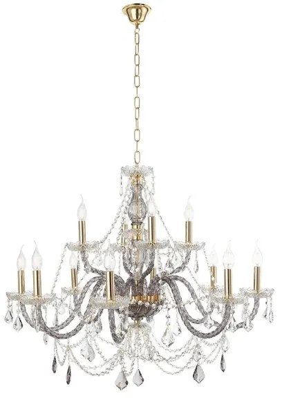 Lampadario a sospensione OPERA 100 cm in vetro lavorato a mano 12 LUCI FUMČ