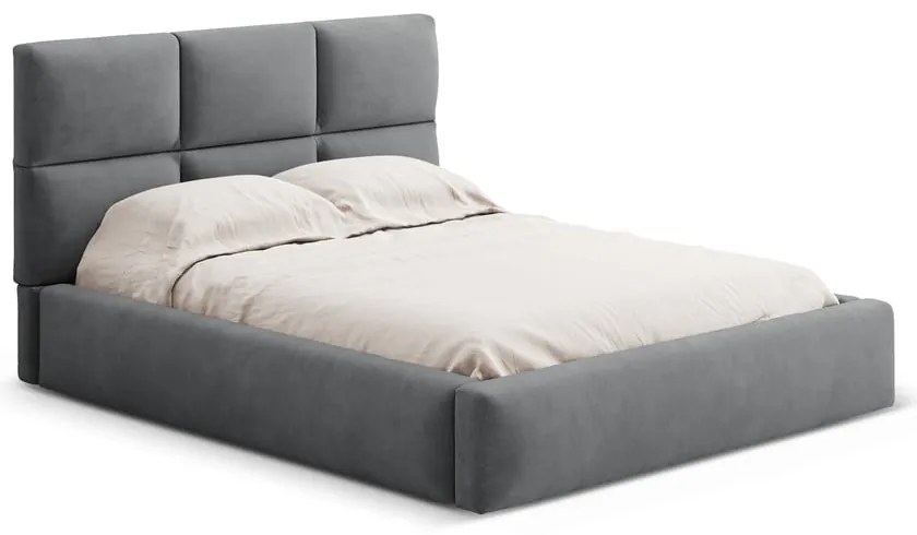 Letto matrimoniale imbottito grigio con contenitore con rete inclusa 180x200 cm Libera – Windsor &amp; Co Sofas