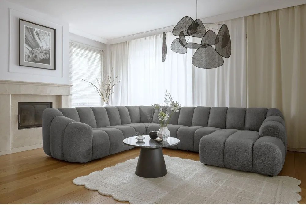 Divano angolare grigio (con penisola a sinistra/a U) Shell – Miuform