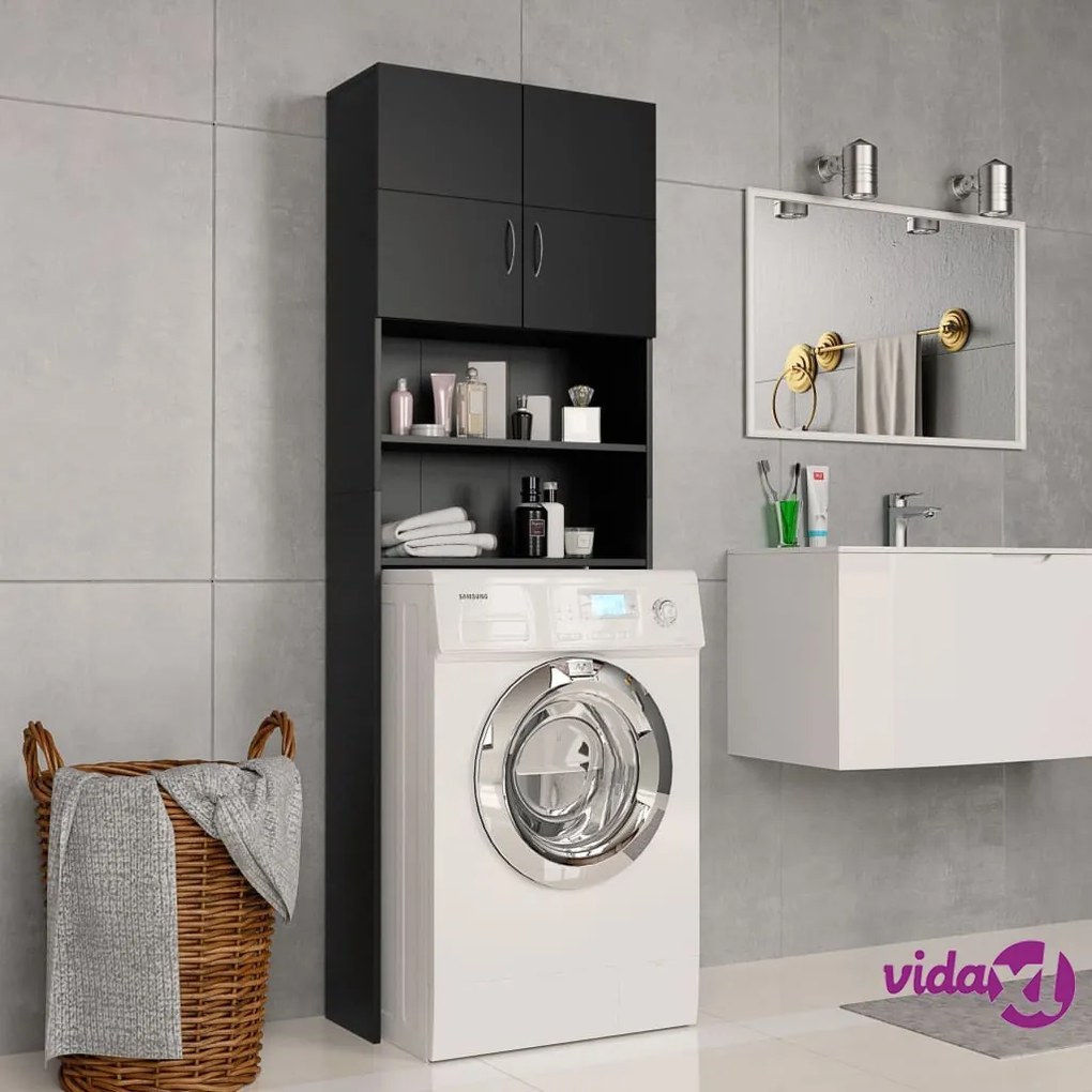 vidaXL Mobile per Lavatrice Nero 64x25,5x190 cm in Multistrato
