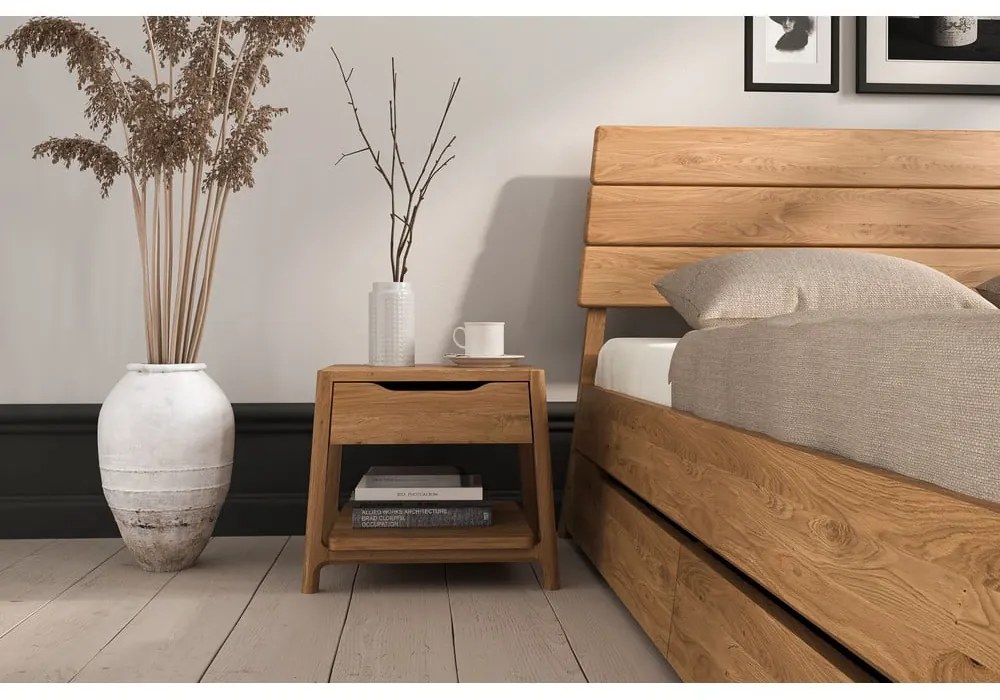 Letto matrimoniale in legno di quercia di colore naturale 180x200 cm Twig - The Beds