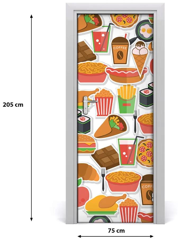 Adesivo per porta Mangiare fast food 75x205 cm