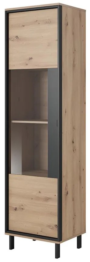 Vetrina 1 anta con LED Rovere e Antracite - BAYORI