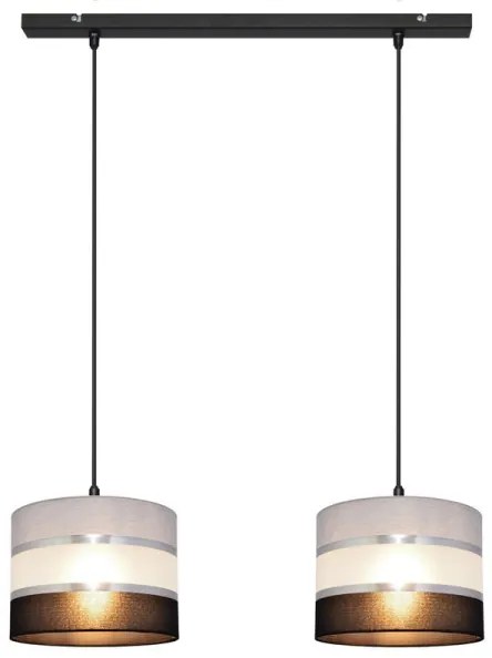Lampadario a sospensione con filo HELEN 2xE27/15W/230V nero/grigio/argento