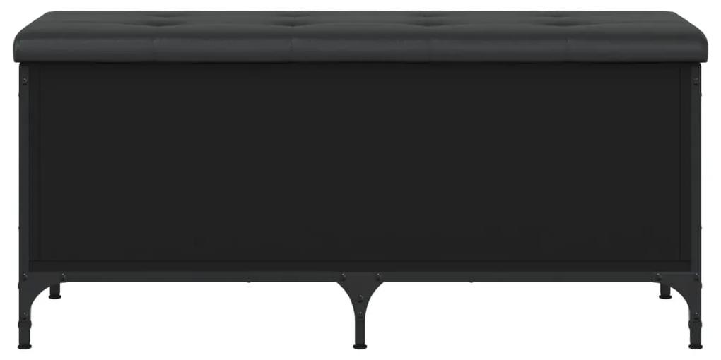 Panca portaoggetti nera 102x42x45 cm in legno multistrato