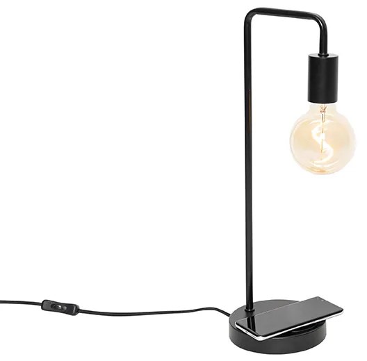 Lampada da tavolo moderna nera con ricarica wireless - Facil