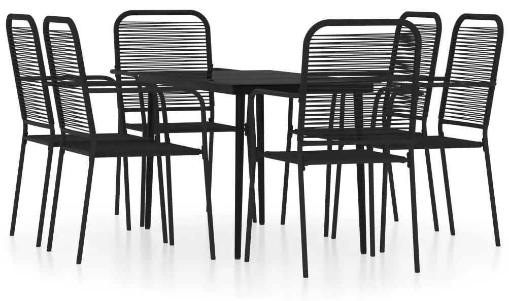 Set mobili da pranzo per giardino 7 pz nero