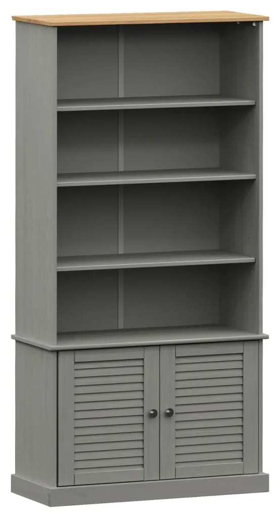 Libreria VIGO 85x35x170 cm in Legno Massello di Pino Grigio