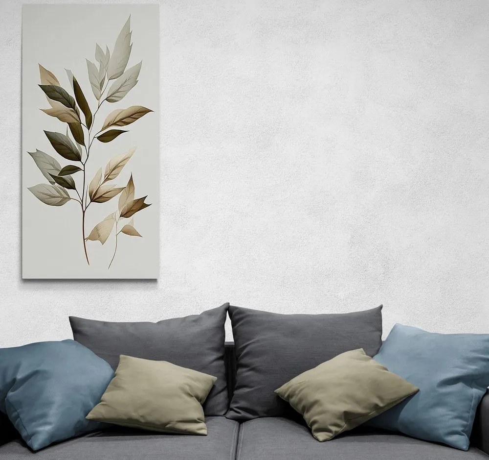 Quadro su tela – Foglie di lusso con un tocco di minimalismo