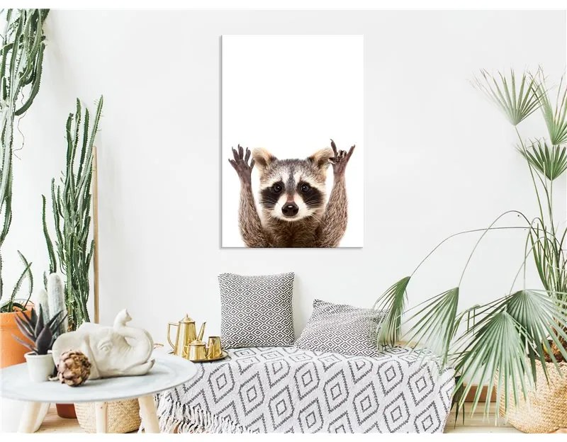 Quadro Raccoon (1 Part) Vertical  Colore Bianco, Dimensioni e Misure 80x120