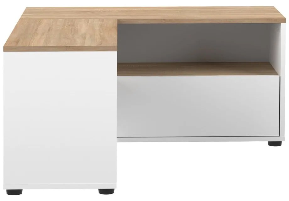 Tavolo TV in rovere decorato in bianco e naturale 90x45 cm Angle - TemaHome
