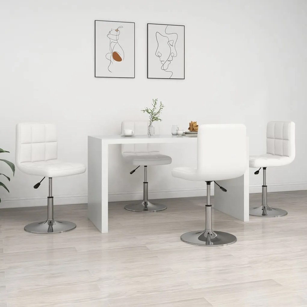 Sedie Da Pranzo 4 Pz Bianche İn Similpelle /