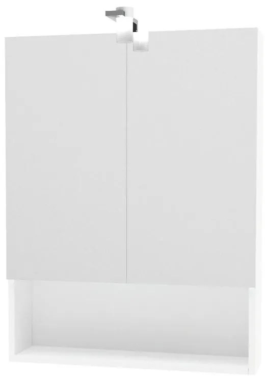 Pensile con luce Cube bianco lucido L 62 x H 81 x P 15.5 cm