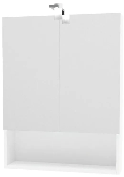 Pensile con luce Cube L 62 x P 15.5 x H 81 cm bianco lucido