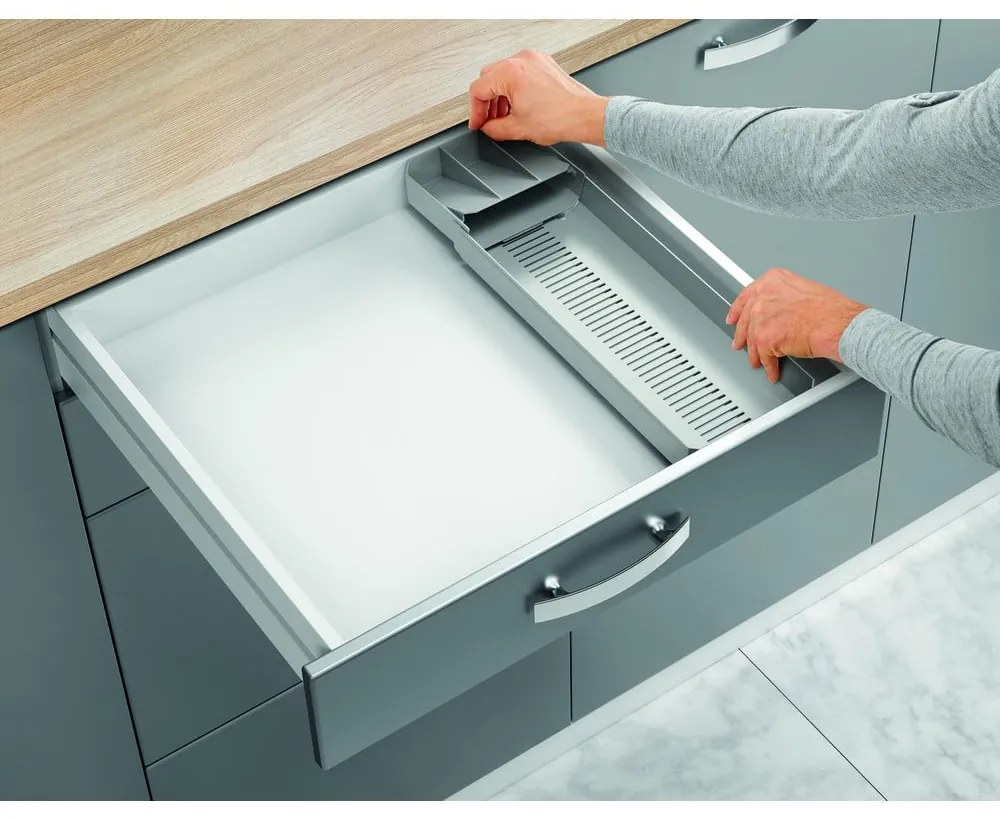 Credenza in plastica grigia per cassetto 15 x 49 cm - Metaltex