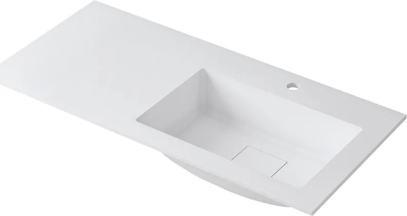 Lavabo a incasso rettangolare vasca a destra L 100.5 x H 15 x P 46 cm in resina bianco lucido