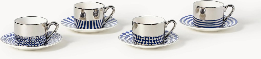 Tazzine da caffè fatte a mano con piattino Aunty, set da 4